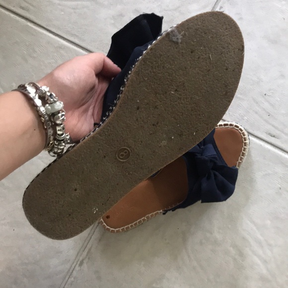 Navy Bow Espadrille Sandals - Picture 2 of 4